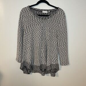 Habitat Sweater Women Small Boho Style Long Sleeve Pullover Knit Black And White